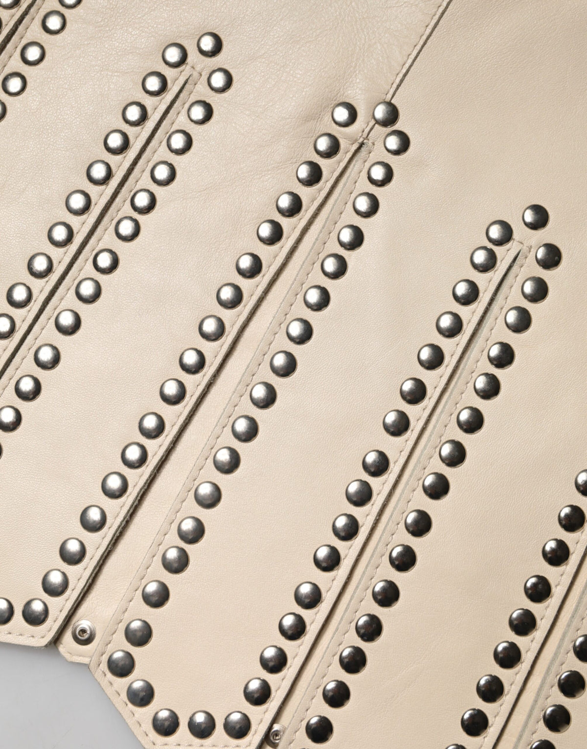 Dolce & Gabbana Beige Leather Studs Mid Waist Mini Skirt