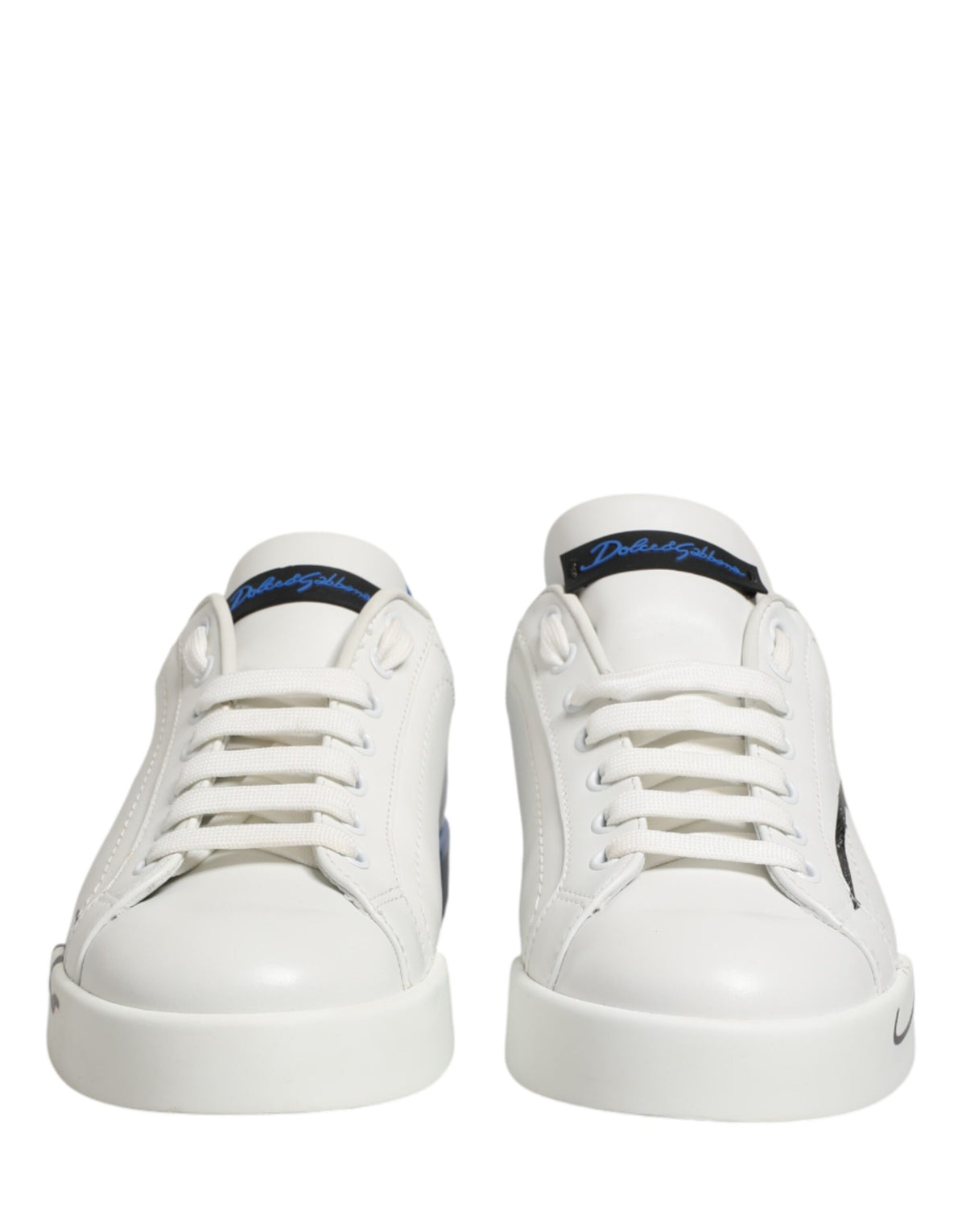 Dolce & Gabbana White Blue Portofino Low Top Sneakers Shoes
