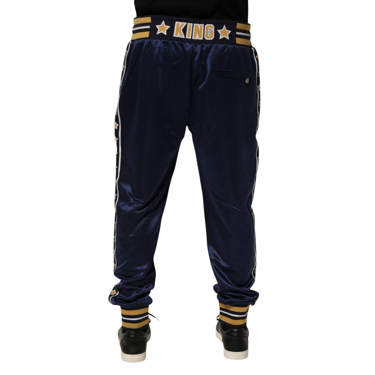 Dolce & Gabbana Blue Nylon Jogger Mid Waist Trouser Pants