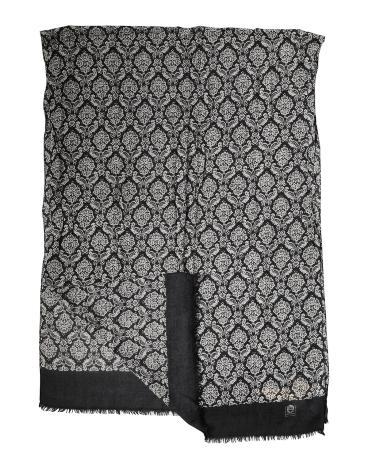 Dolce & Gabbana Black White Damask Patterned Lace Men Scarf