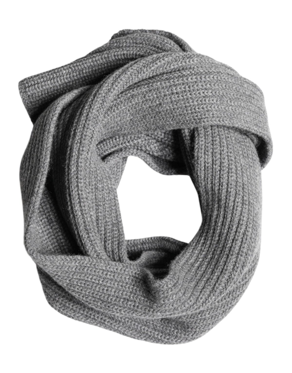 Dolce & Gabbana Gray Cashmere Knit Neck Wrap Shawl Scarf