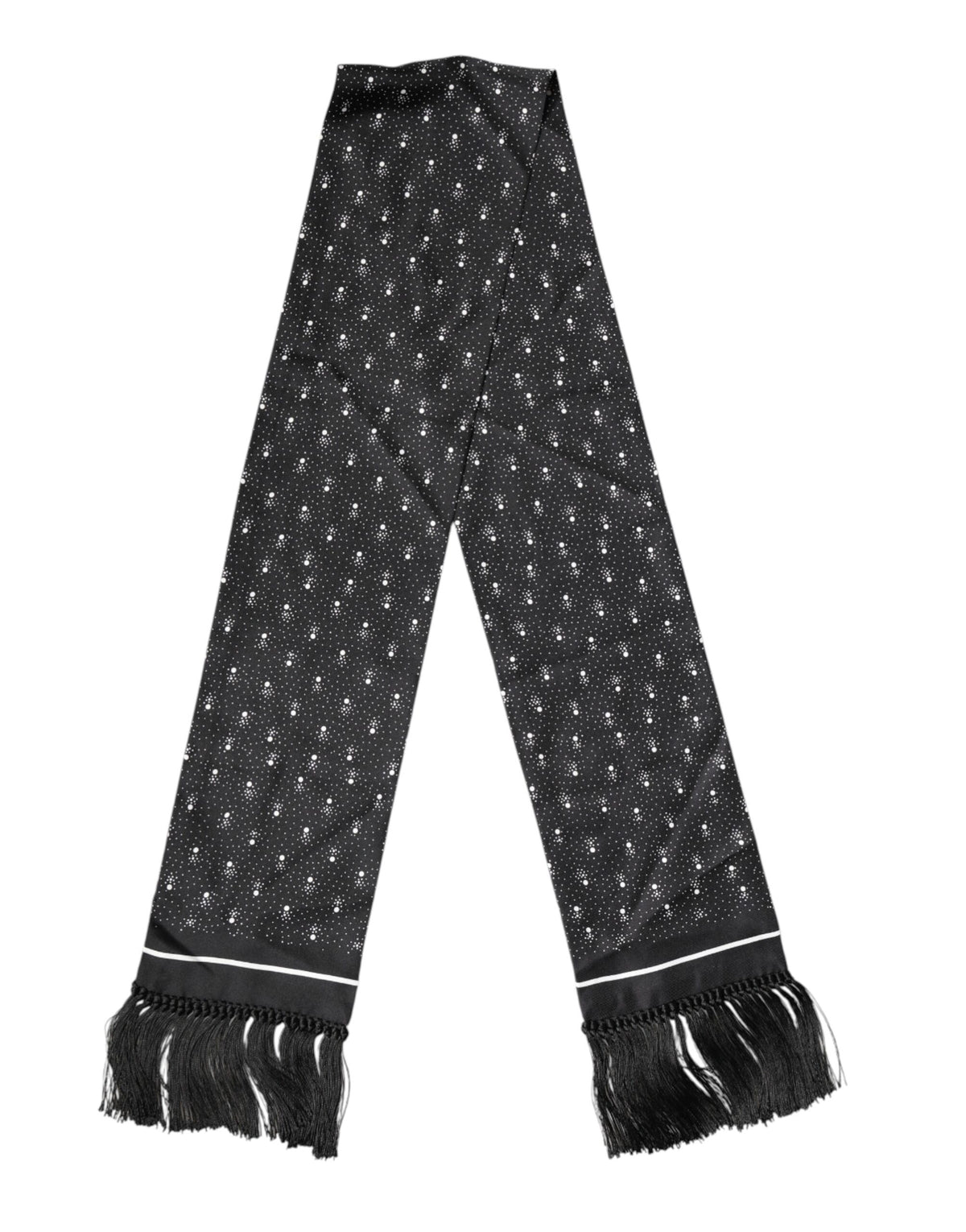 Dolce & Gabbana Black Silk Dotted Men Neck Wrap Shawl Scarf