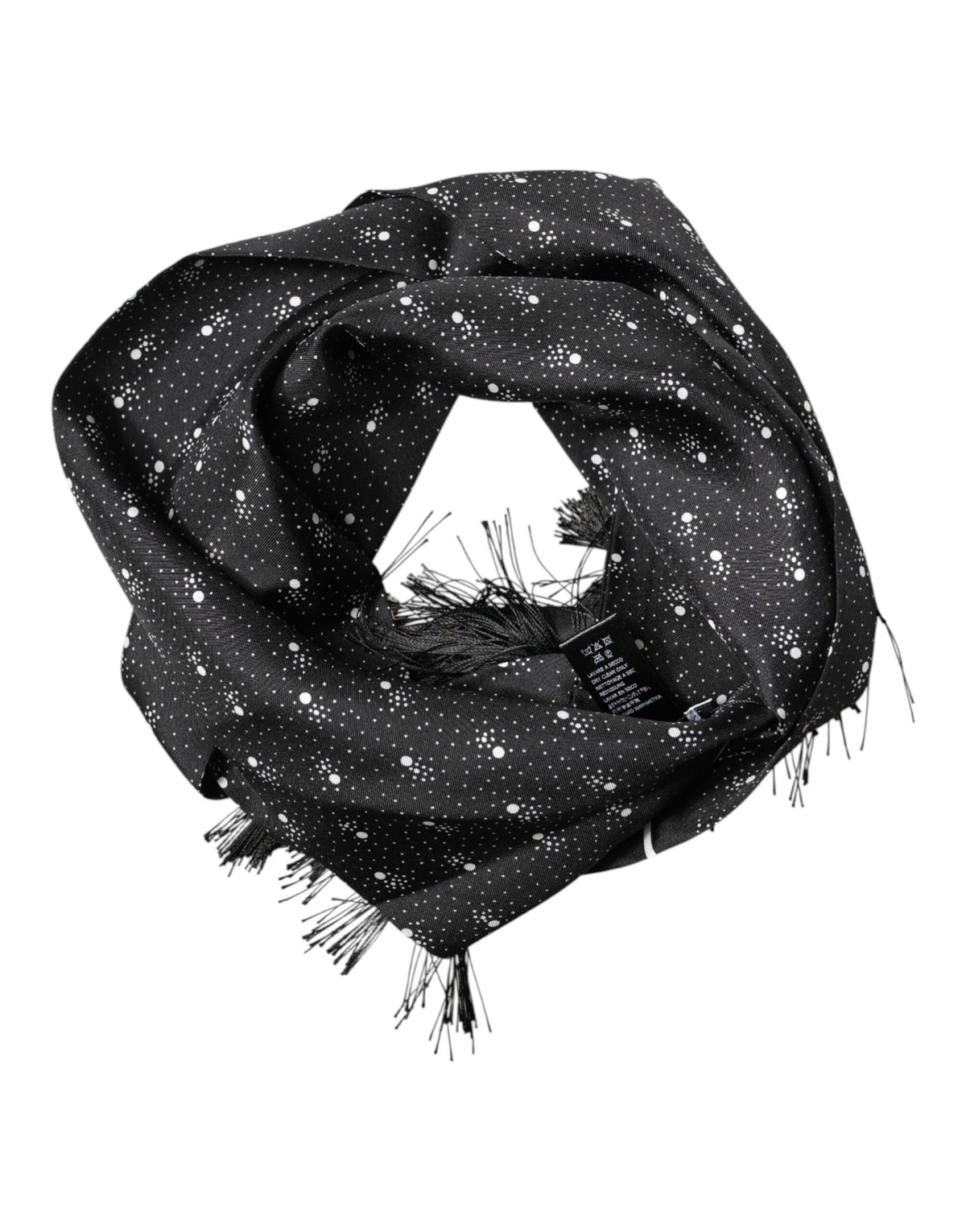 Dolce & Gabbana Black Silk Dotted Men Neck Wrap Shawl Scarf