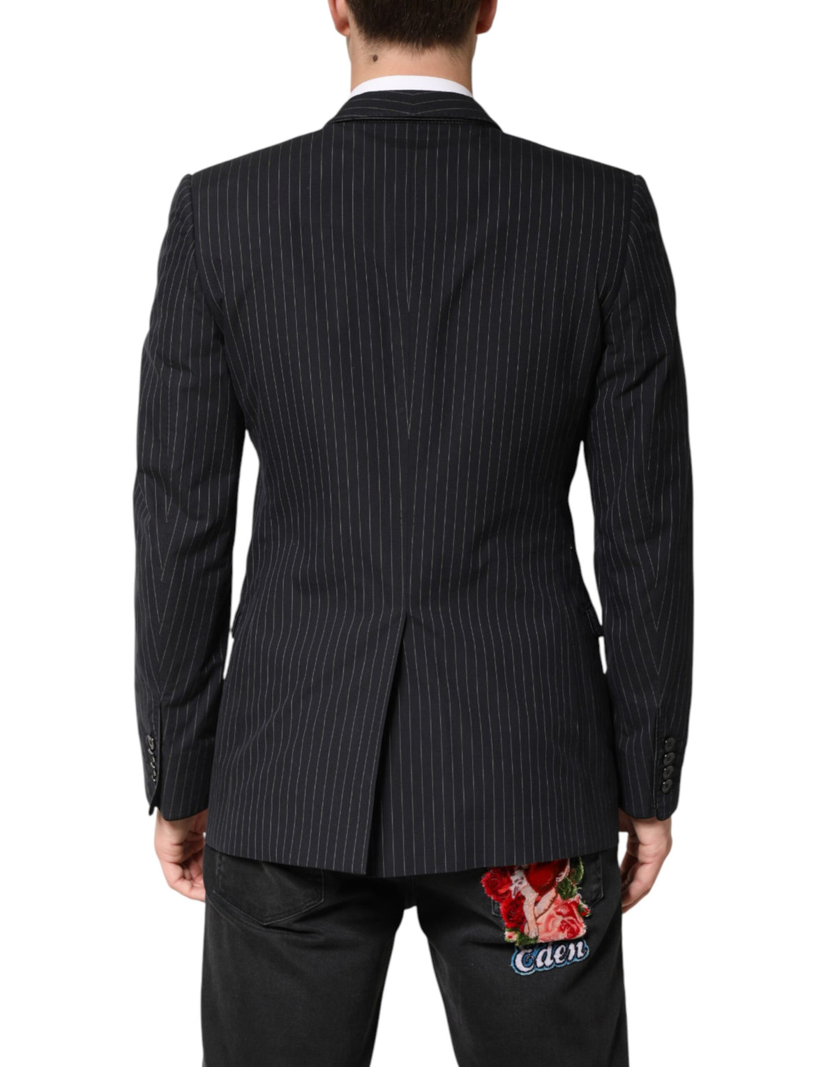 Dolce & Gabbana Black Stripes 1 Button Suit Jacket Blazer