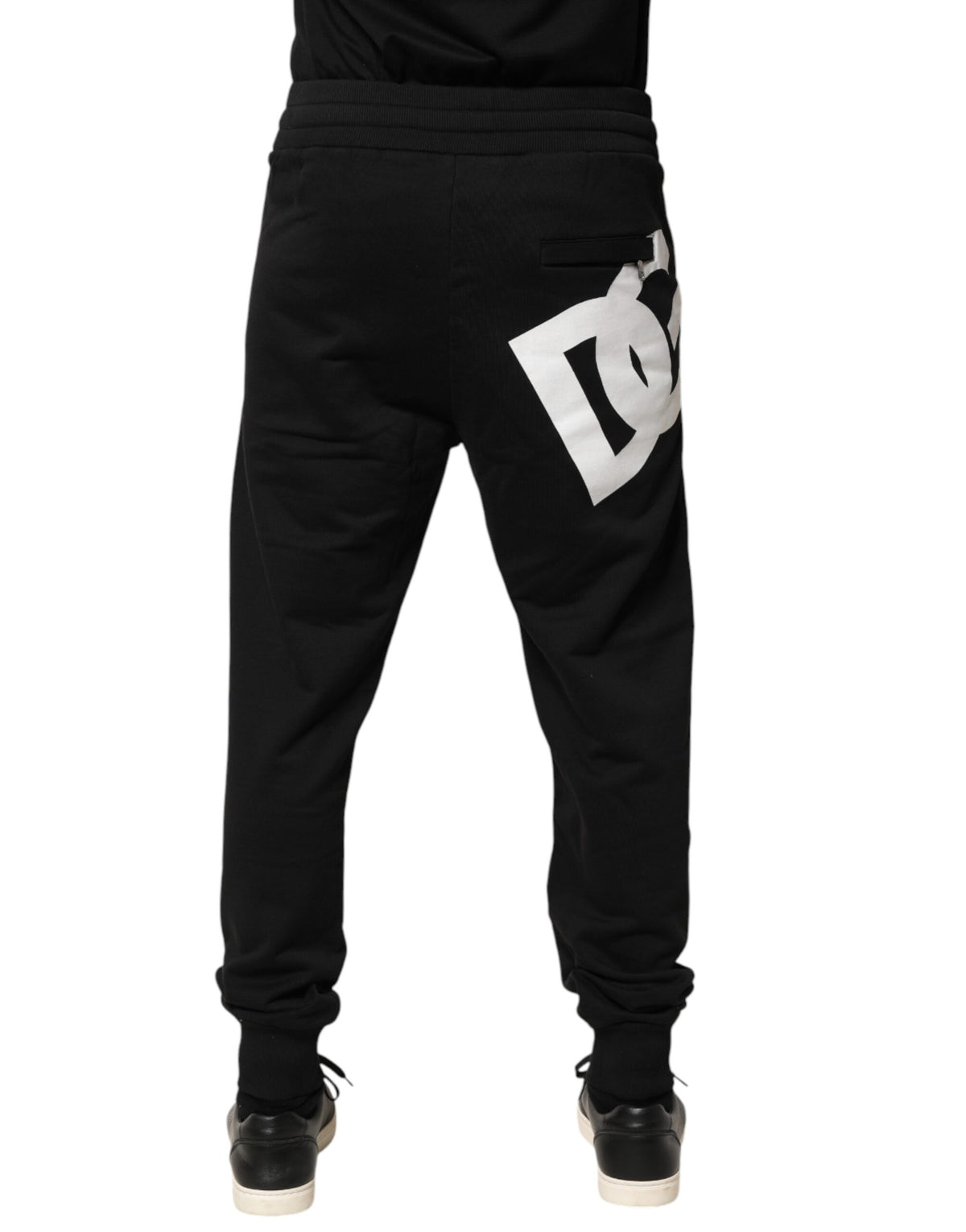 Dolce & Gabbana Black Cotton Mid Waist Jogger Trousers Pants