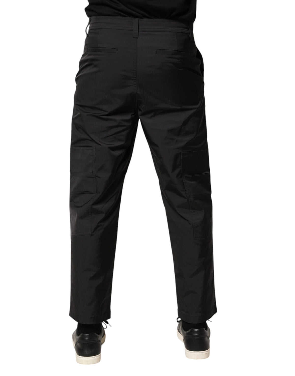 Valentino Black Mid Waist Men Tapered Dress Trouser Pants