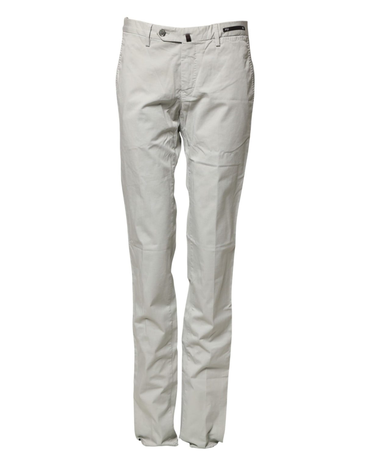 PT01 Light Gray Mid Waist Men Straight Chino Trouser Pants