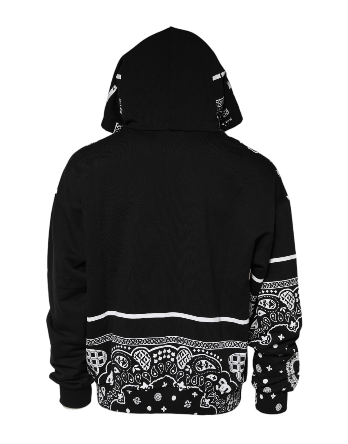 Dolce & Gabbana Black Bandana Hooded Men Sweatshirt Sweater
