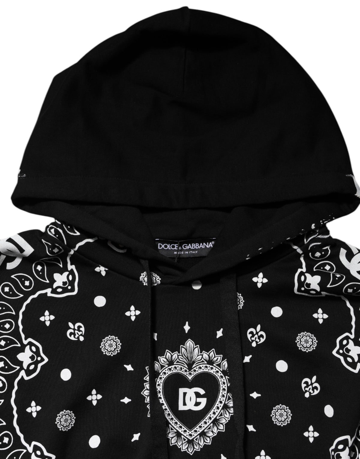 Dolce & Gabbana Black Bandana Hooded Men Sweatshirt Sweater