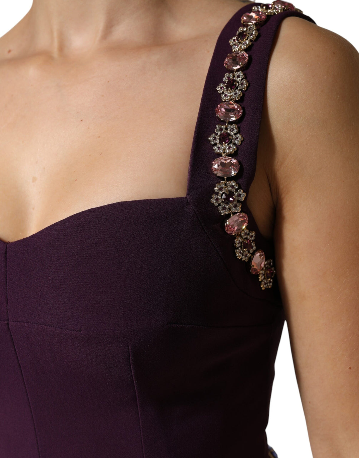 Dolce & Gabbana Violet Embellished Sheath Mermaid Gown Dress