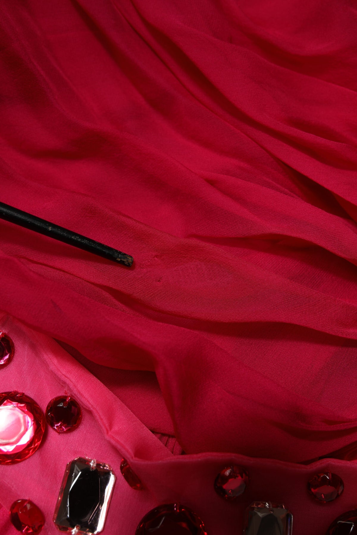 Dolce & Gabbana Pink Silk Embellished A-line Midi Dress
