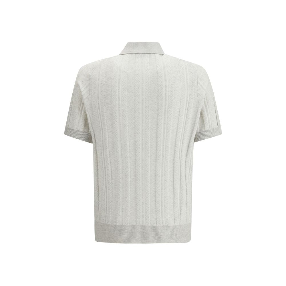 Brunello Cucinelli Gray Cotton Polo Shirt