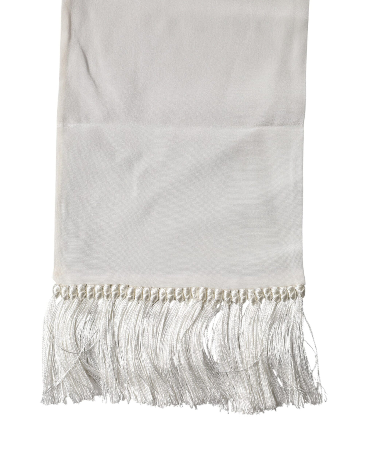 Dolce & Gabbana White Silk Fringes Neck Wrap Foulard Scarf