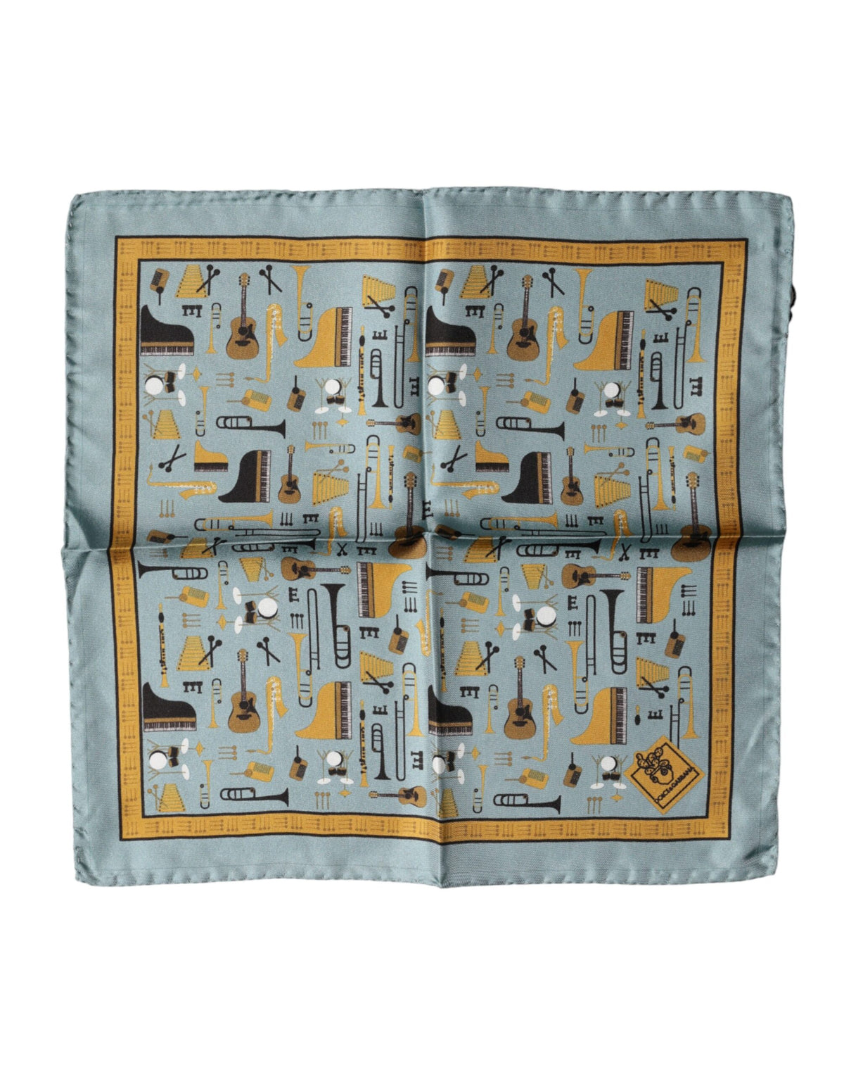 Dolce & Gabbana Blue Jazz Club Square Handkerchief Scarf