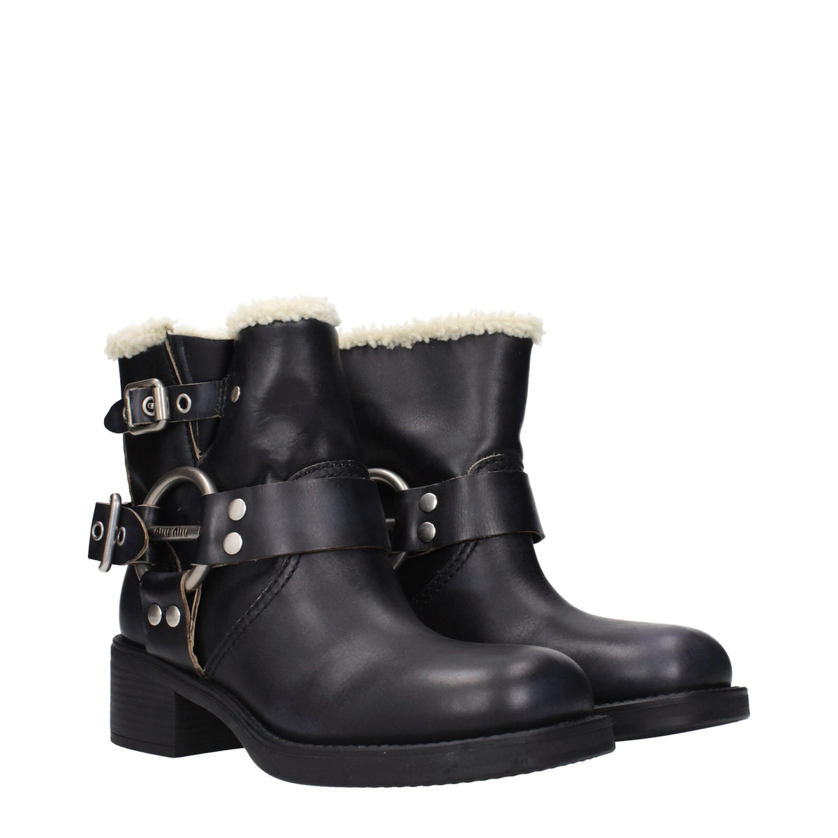 Miu Miu Black Leather Ankle Boots