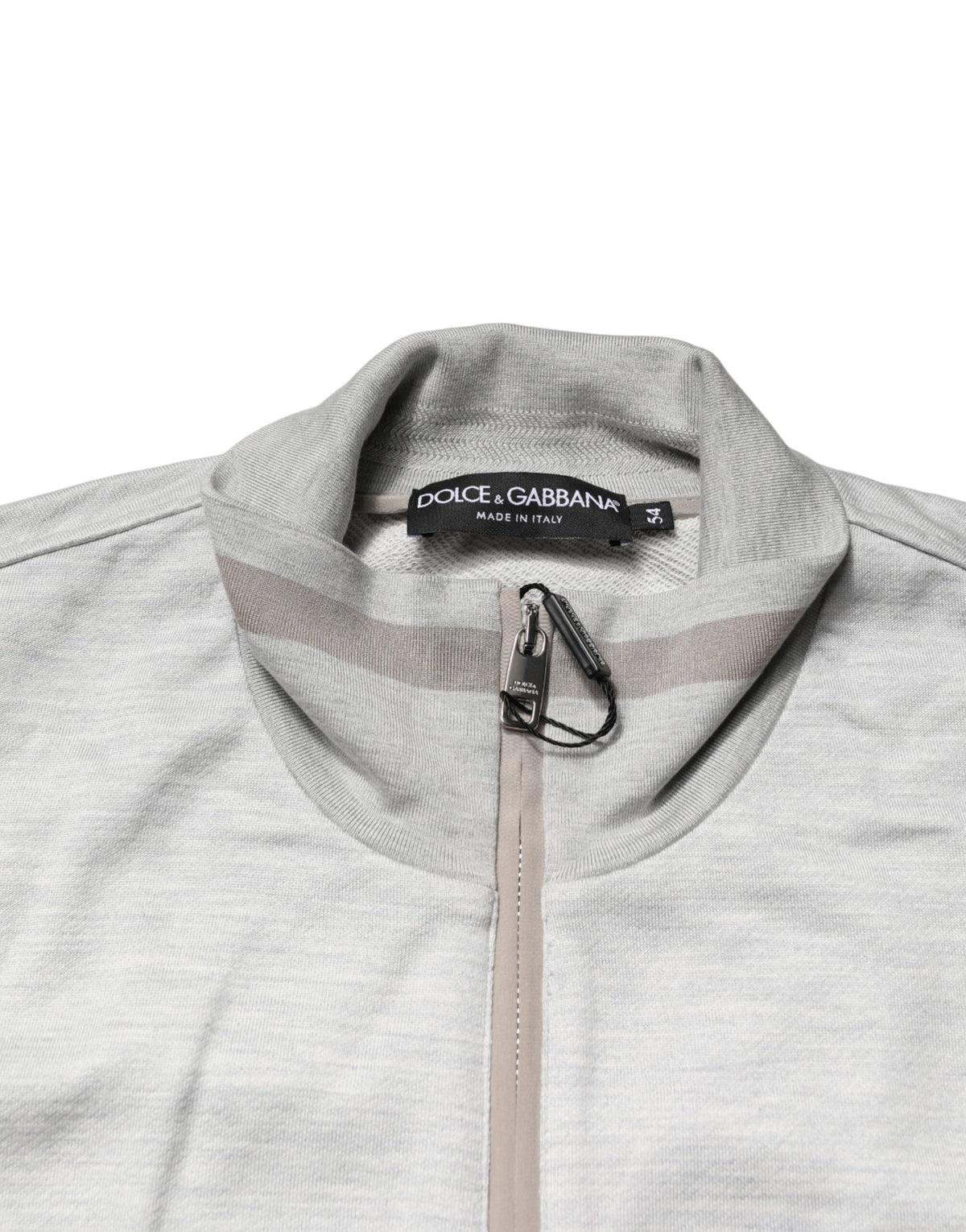 Dolce & Gabbana Light Gray Cotton Zipped Cardigan Sweater