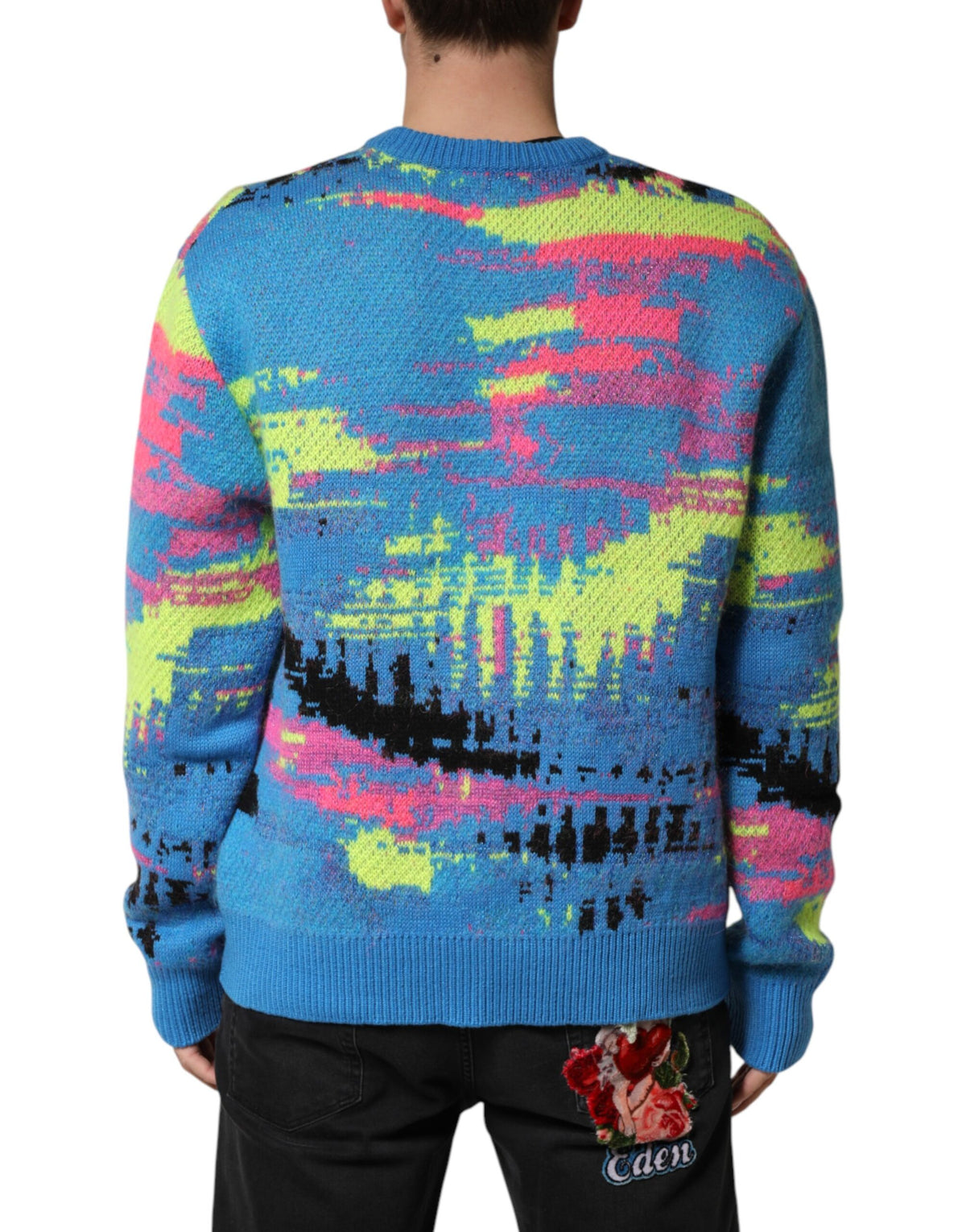 Dolce & Gabbana Multicolor Men Crew Neck Pullover Sweater