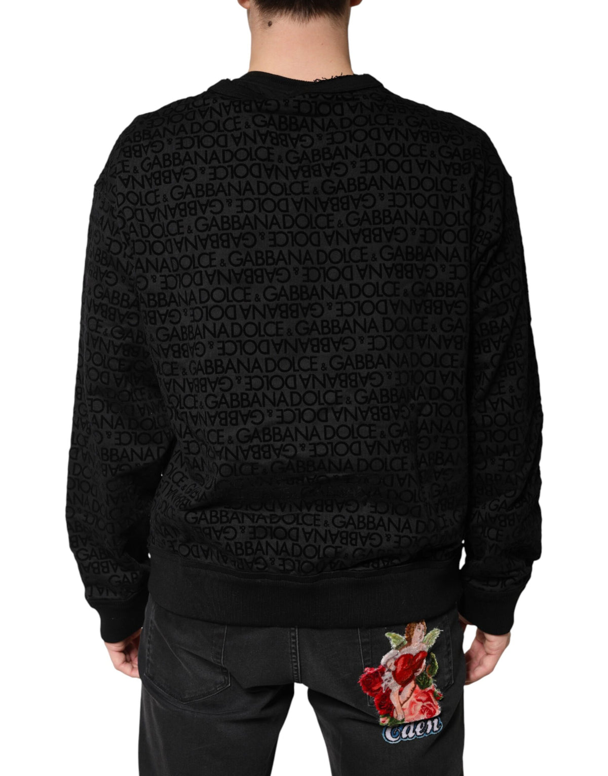 Dolce & Gabbana Black Monogram Crew Neck Sweatshirt Sweater
