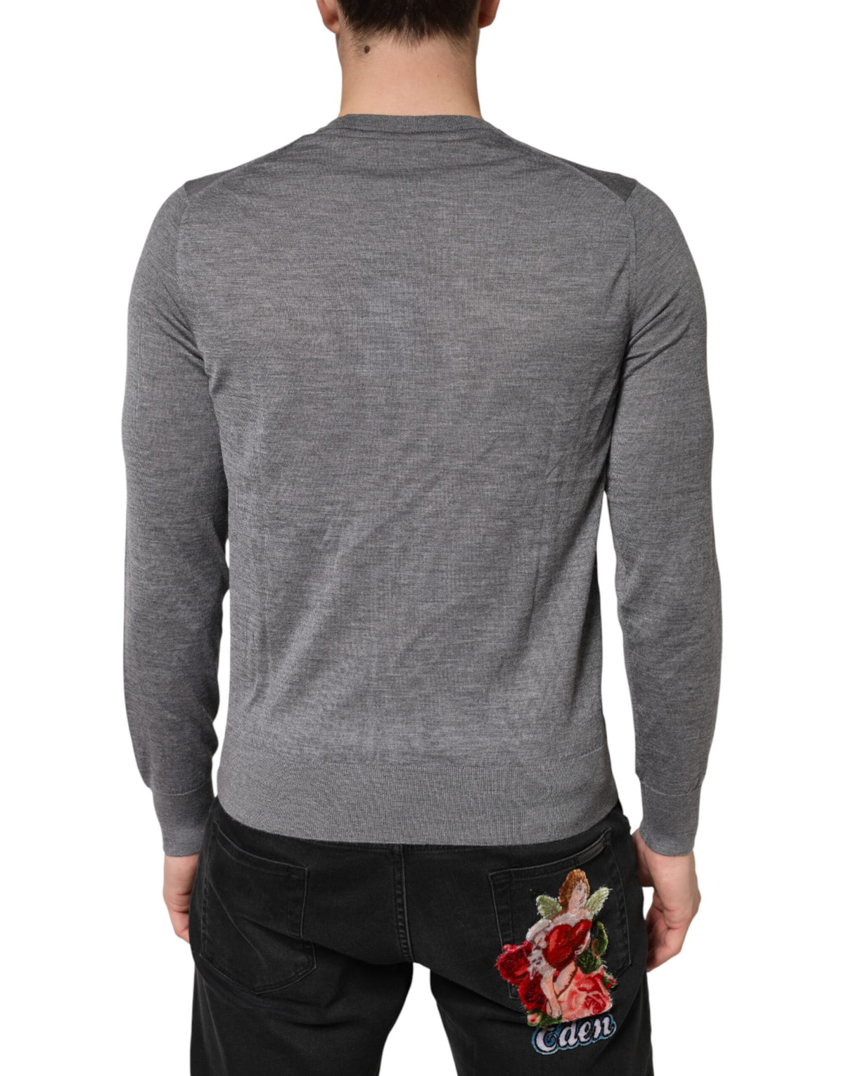 Dolce & Gabbana Gray Cashmere V-Neck Men Pullover Sweater