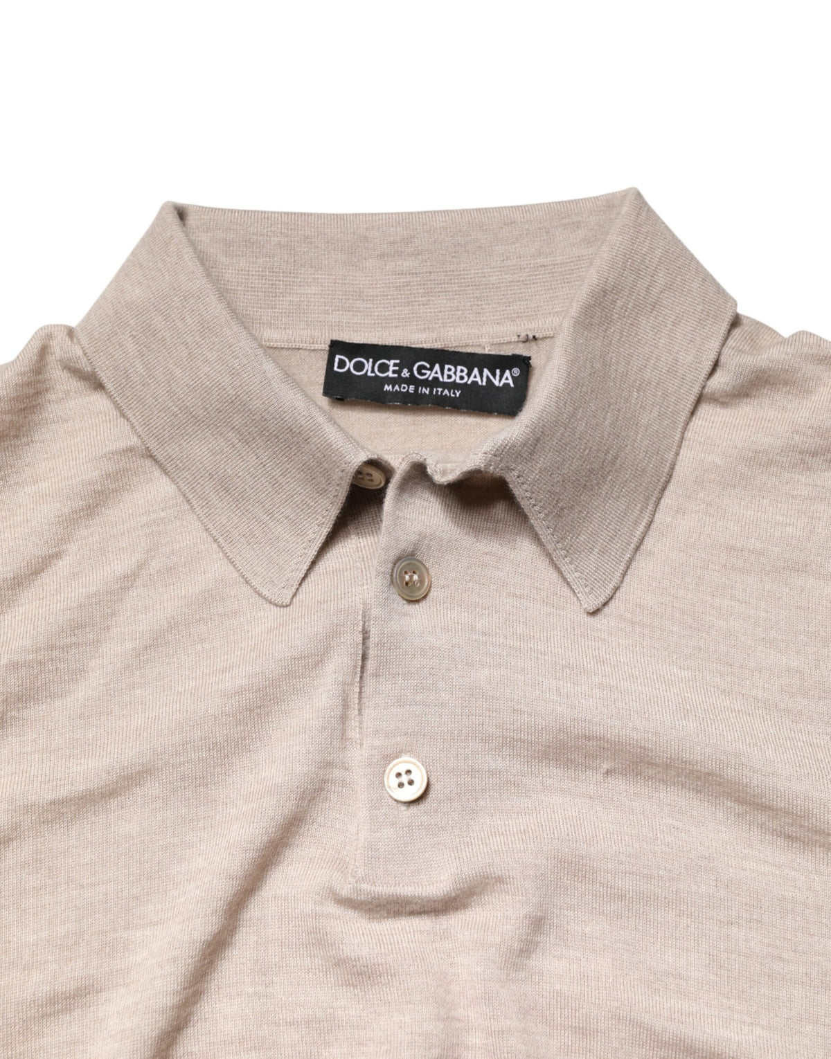 Dolce & Gabbana Beige Cashmere Collared PoloPullover  Sweater