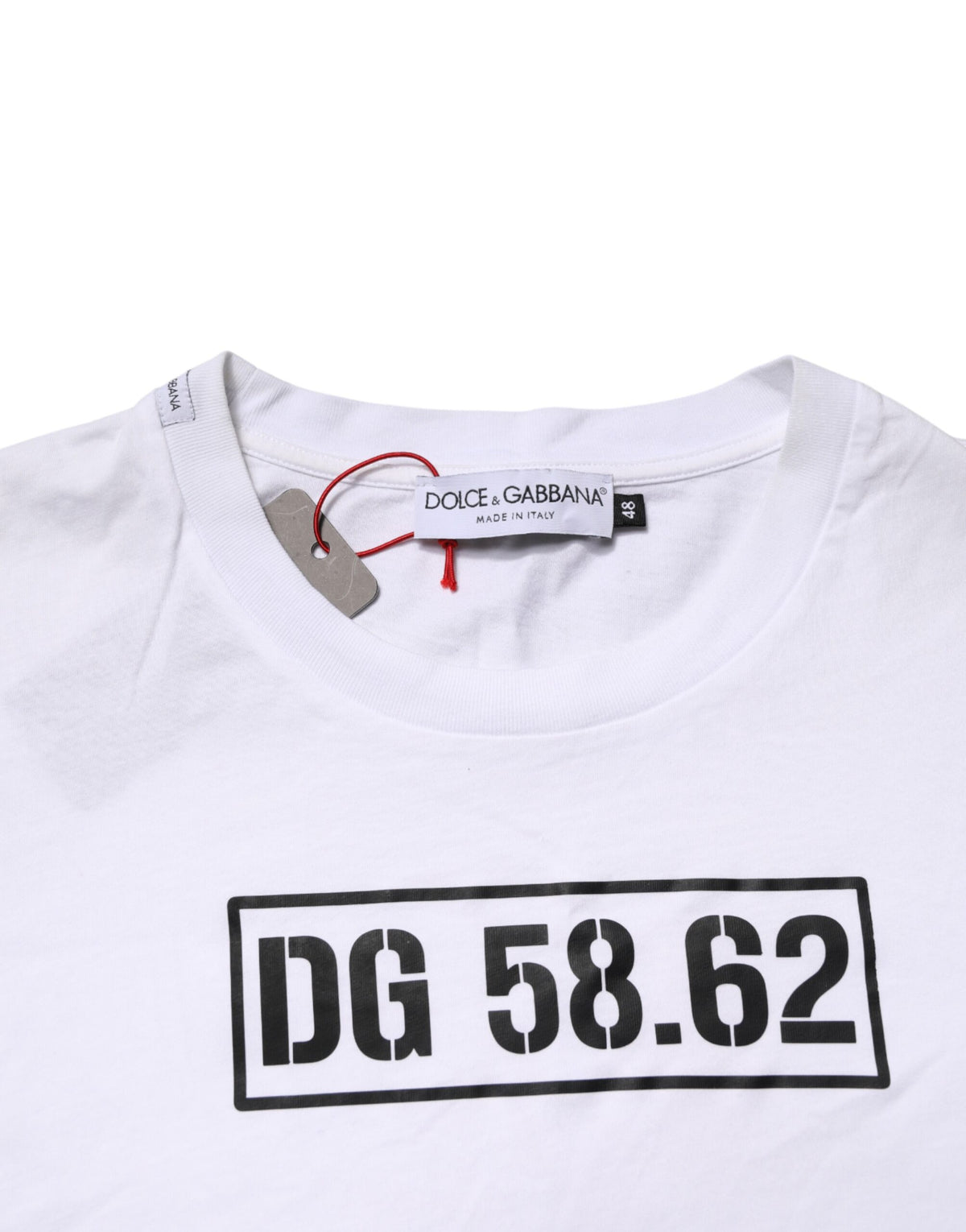 Dolce & Gabbana White Graphic Cotton Men Crew Neck T-shirt
