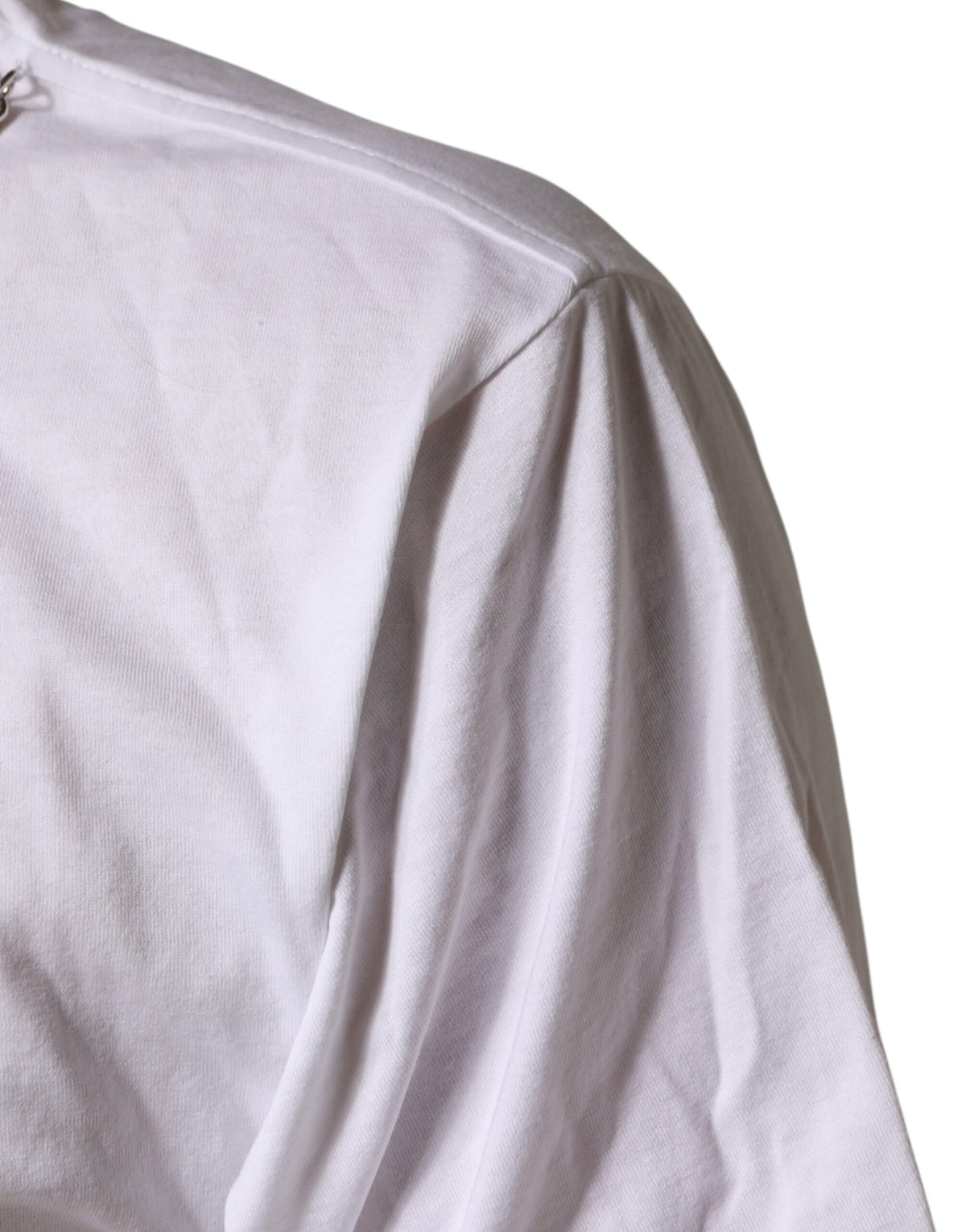 Dolce & Gabbana White Cotton Necklace Embellished T-shirt