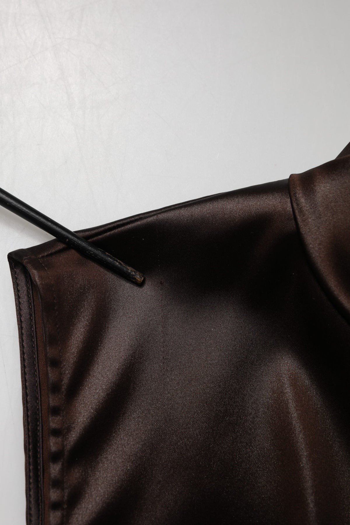 Dolce & Gabbana Brown Satin Sheath Midi SleeveLess Dress