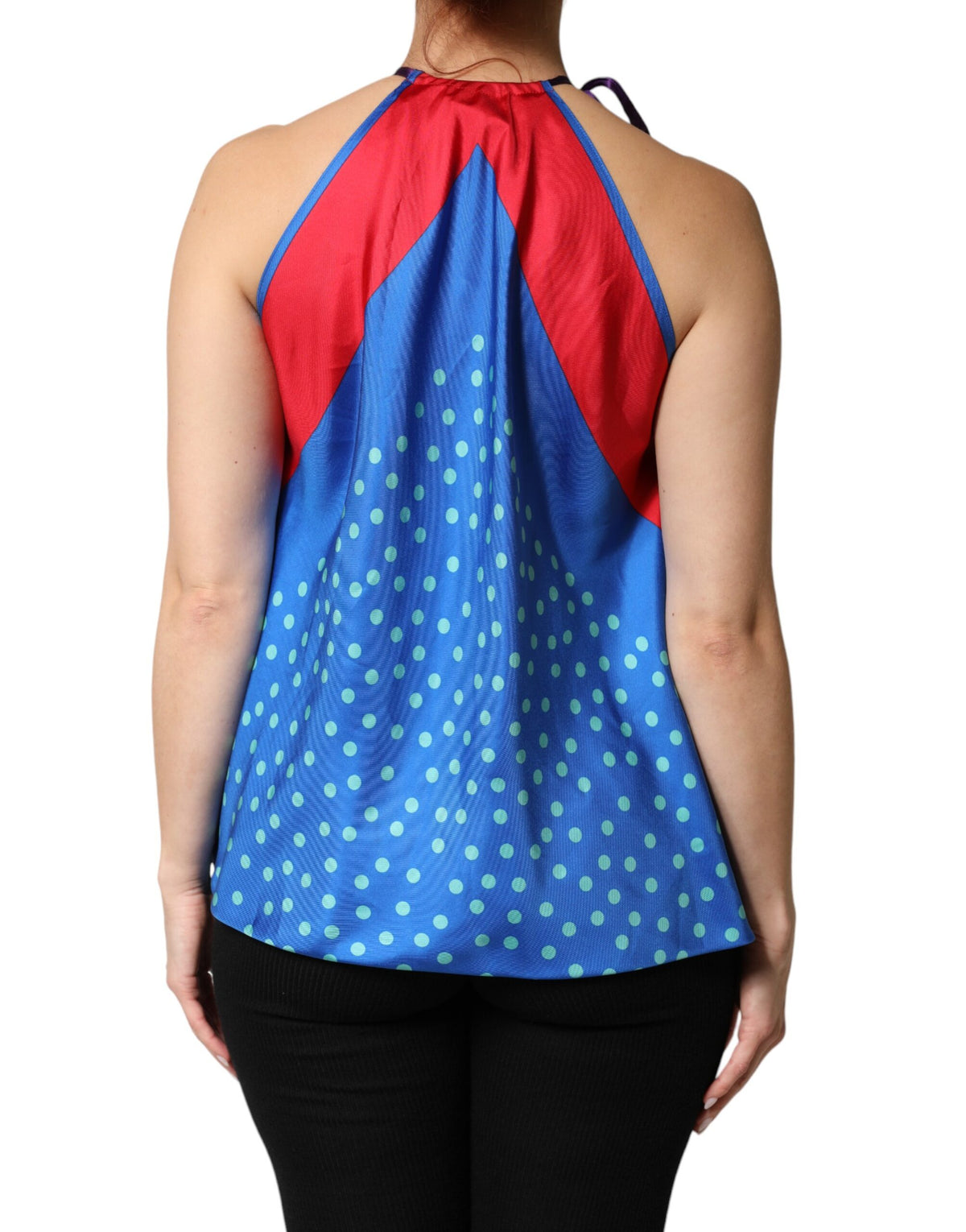 Dolce & Gabbana Multicolor Polka Dot Tie Halter Blouse  Top