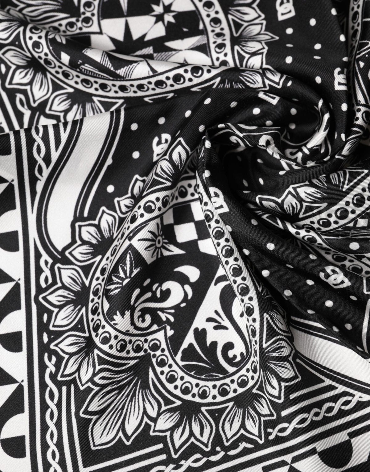 Dolce & Gabbana Black Bandana Print Silk Neck Foulard Scarf