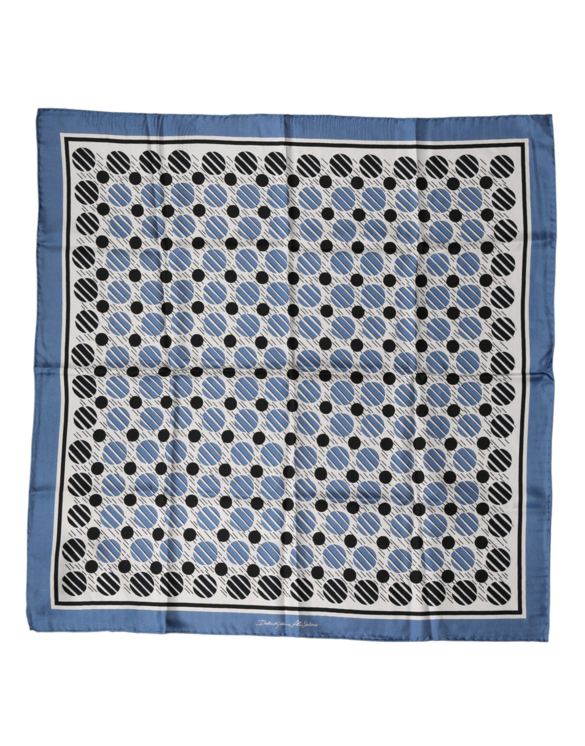 Dolce & Gabbana Blue Dotted Silk Square Foulard 66cm Scarf