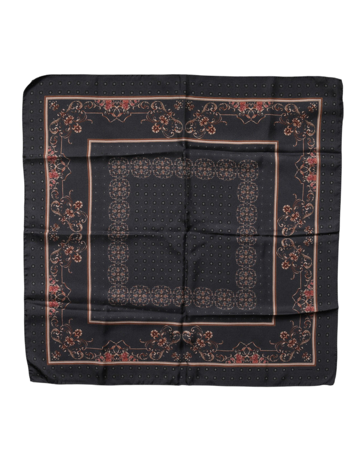 Dolce & Gabbana Black Patterned Square Foulard Scarf
