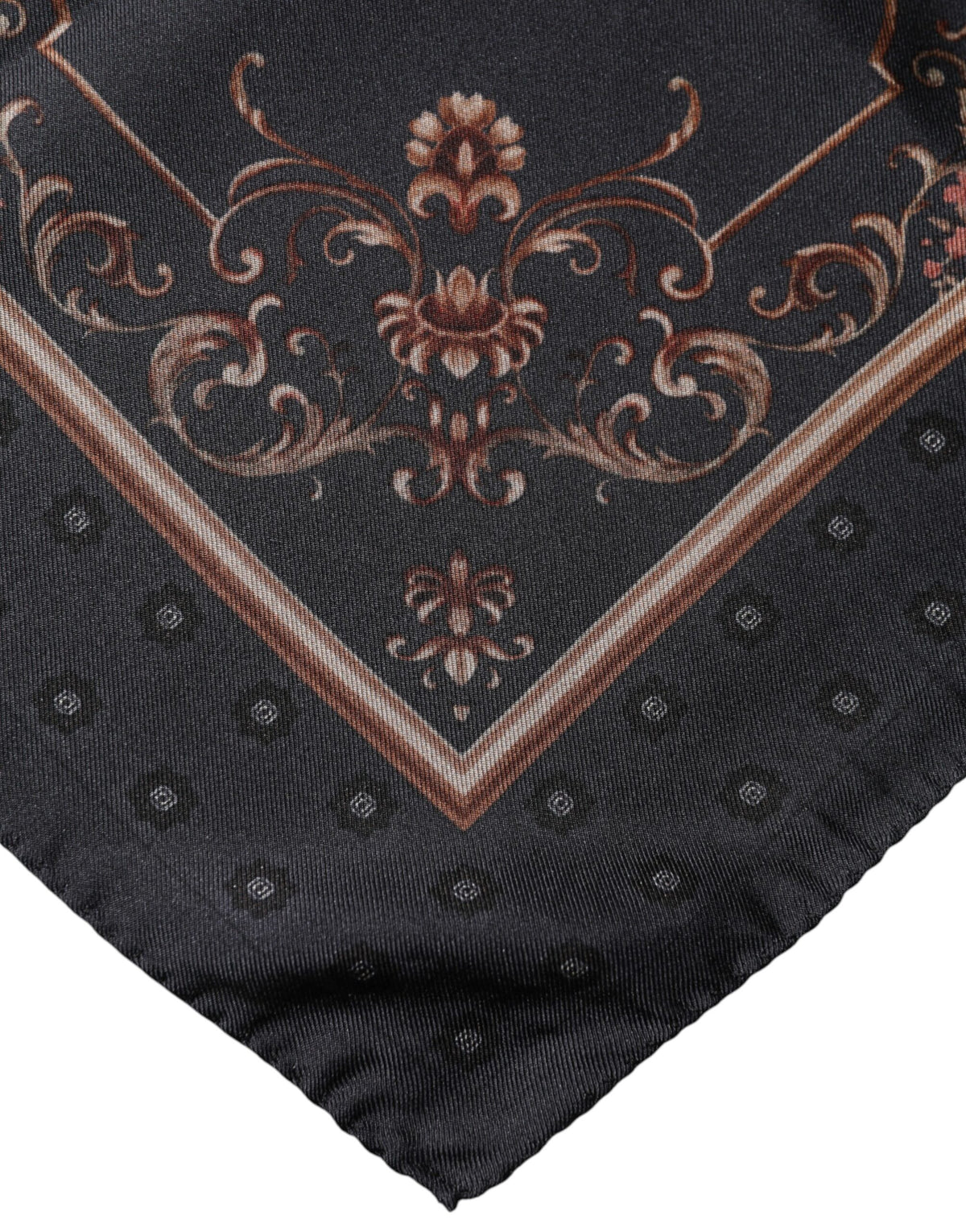 Dolce & Gabbana Black Patterned Square Foulard Scarf