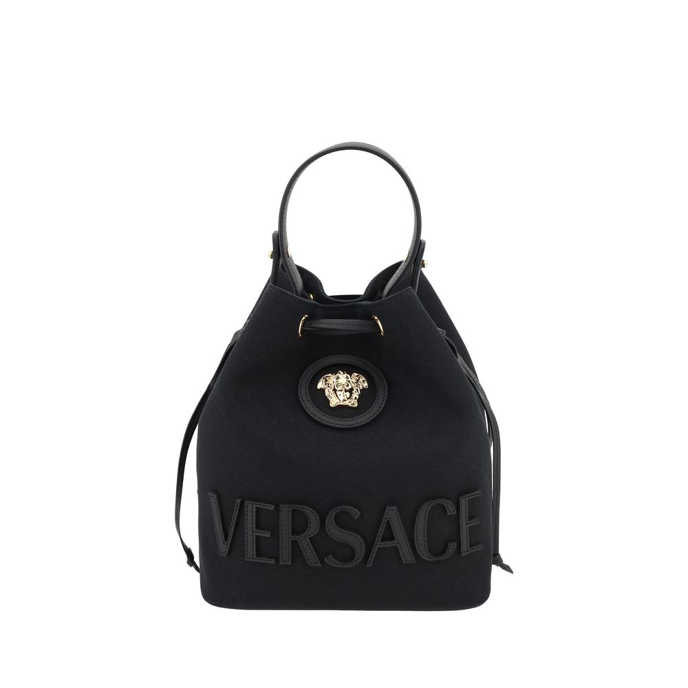 Versace Black Fabric Bucket Bag
