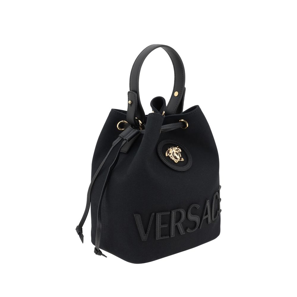 Versace Black Fabric Bucket Bag