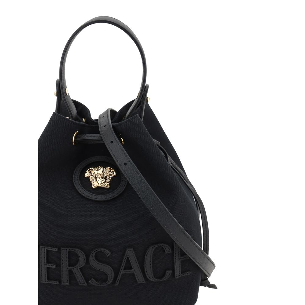 Versace Black Fabric Bucket Bag