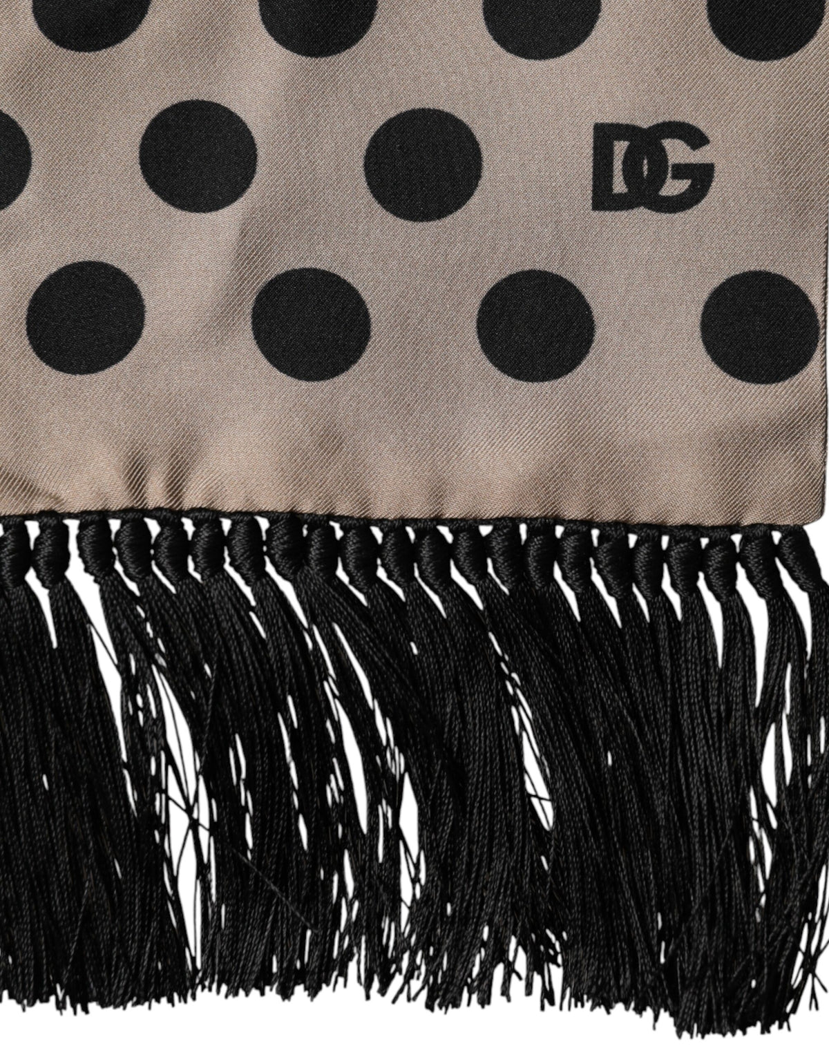 Dolce & Gabbana Brown Polka Dot Silk Fringes Foulard Scarf
