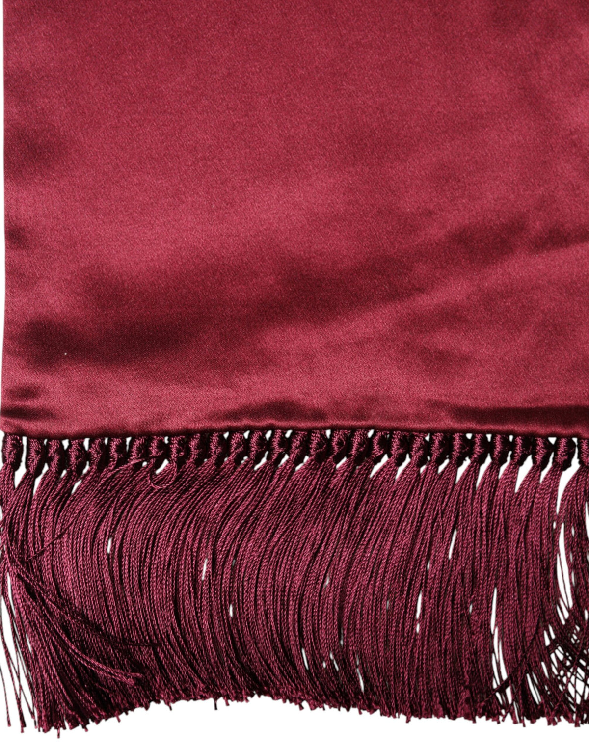 Dolce & Gabbana Red Satin Silk Fringes Neck Foulard Scarf