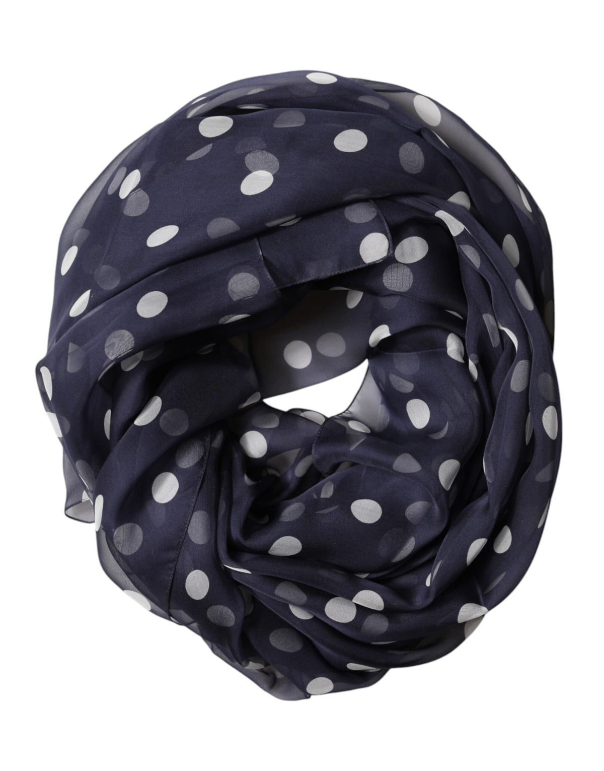 Dolce & Gabbana Blue Polka Dot Silk Neck Wrap Shawl 205cm x 132cm Scarf