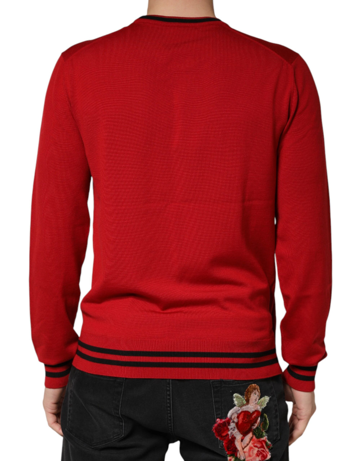 Dolce & Gabbana Red Lion Crown Logo Wool Crewneck Sweater