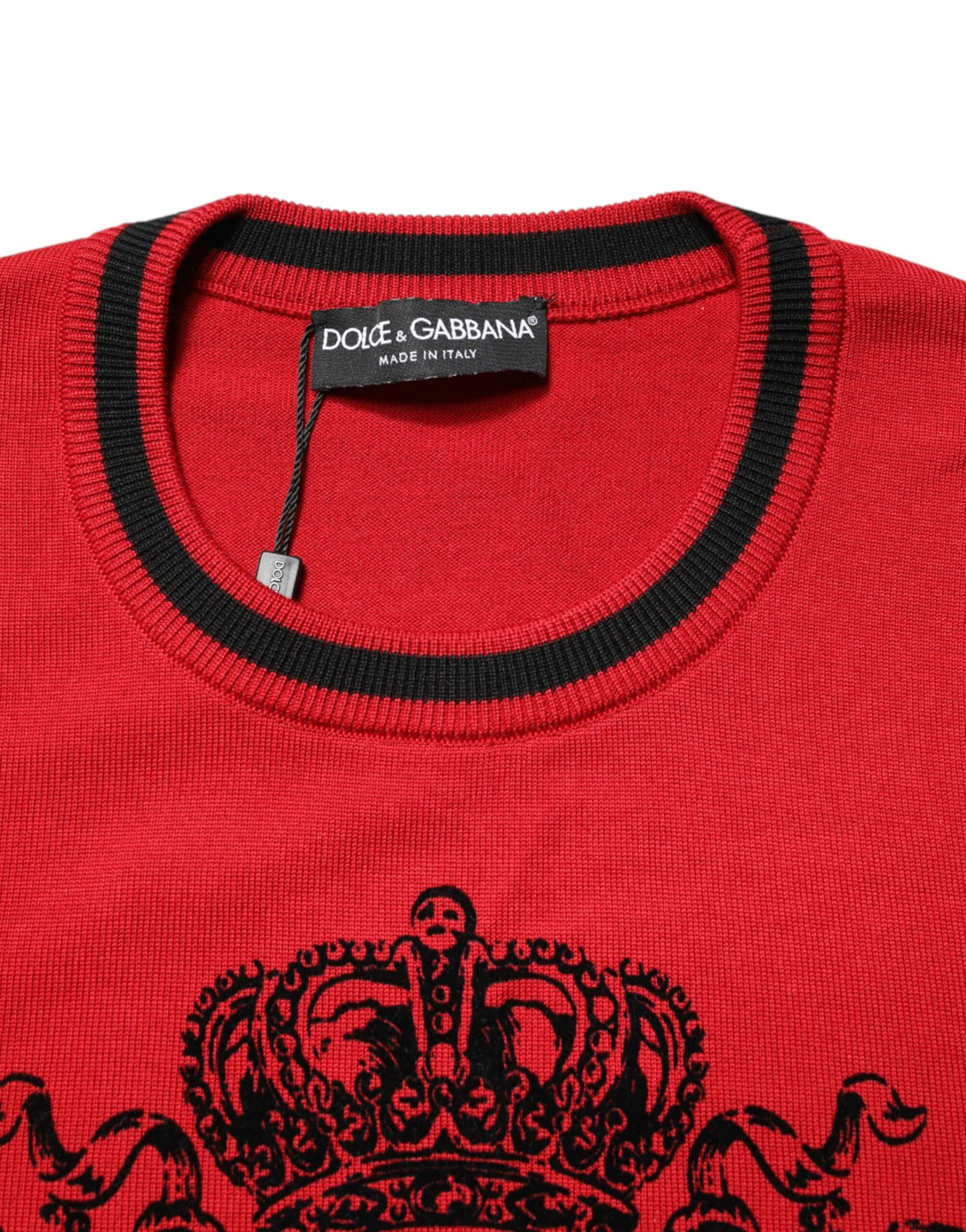 Dolce & Gabbana Red Lion Crown Logo Wool Crewneck Sweater