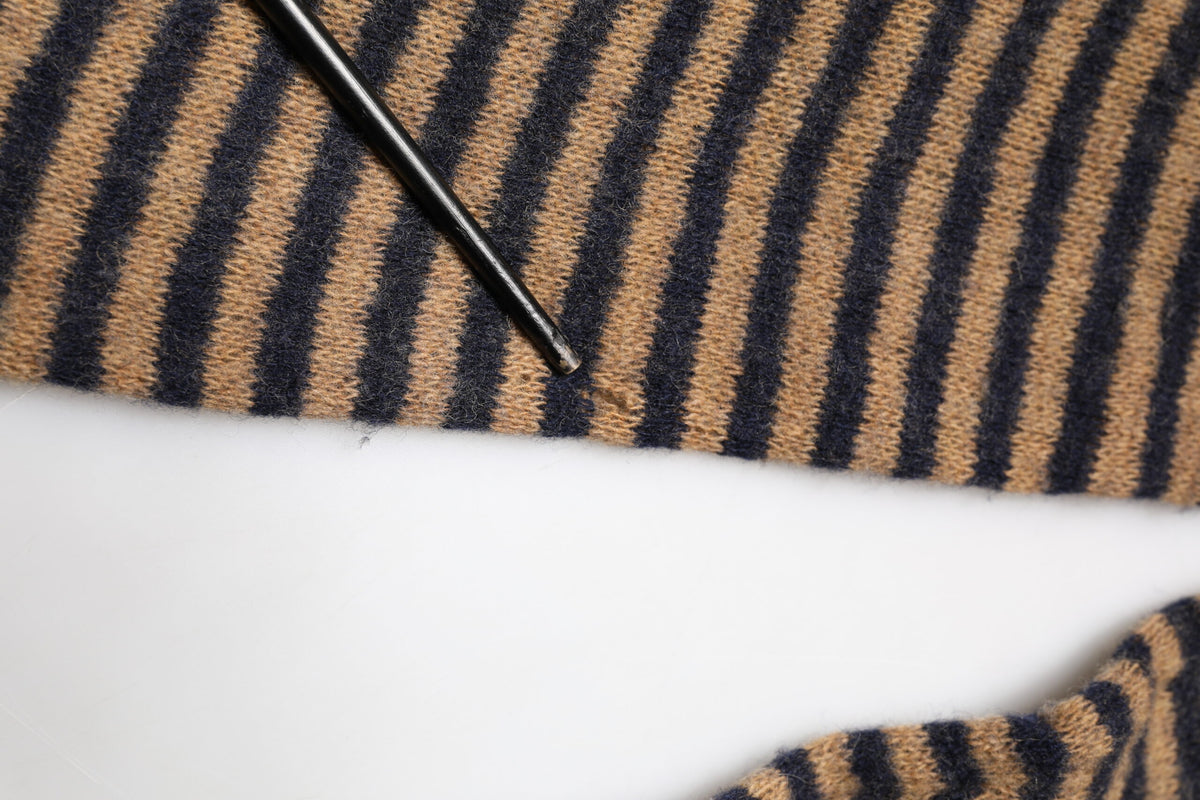 Daniele Alessandrini Brown Black Stripes Wool Crew Neck Pullover Sweater