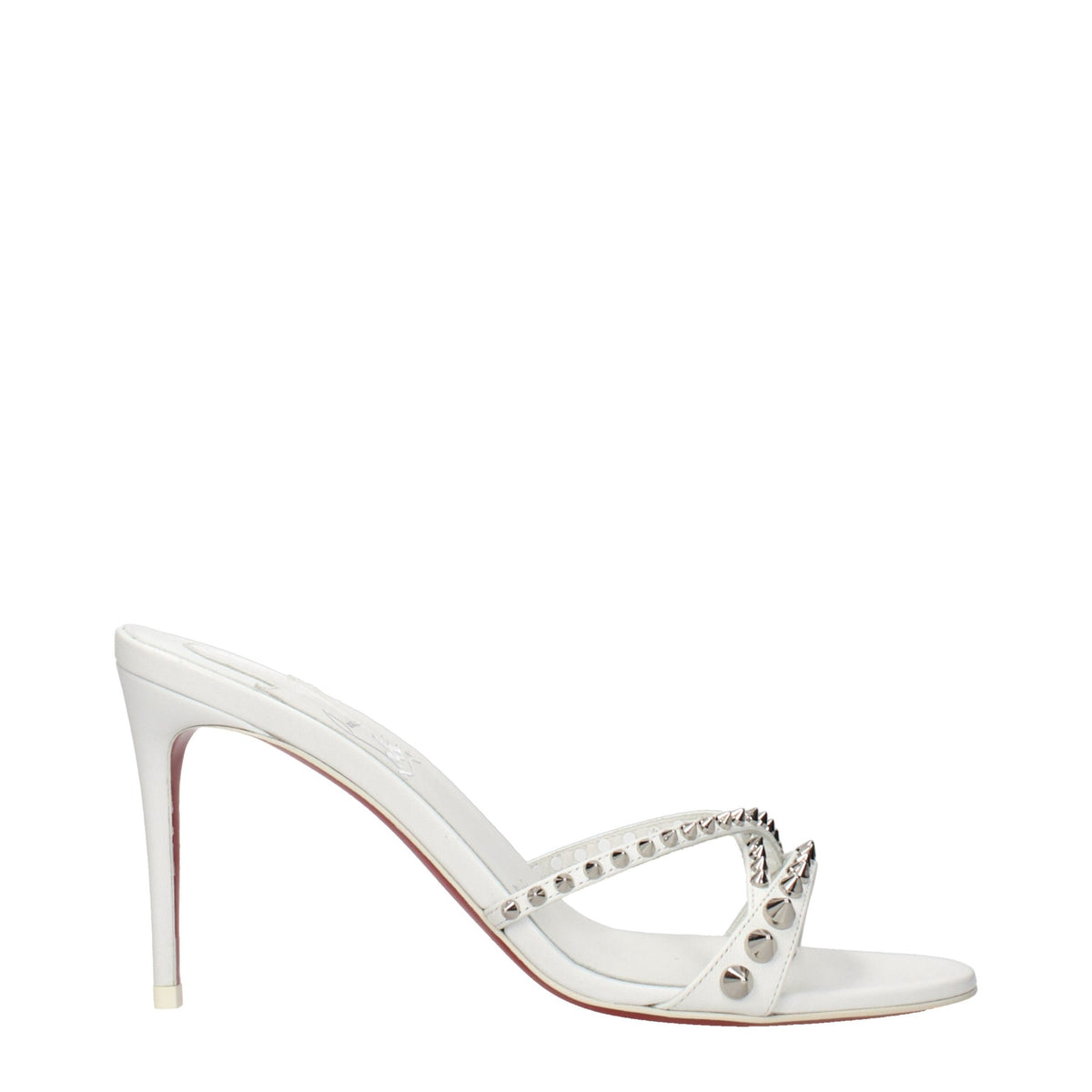 Christian Louboutin White Leather Stiletto Heel Sandals