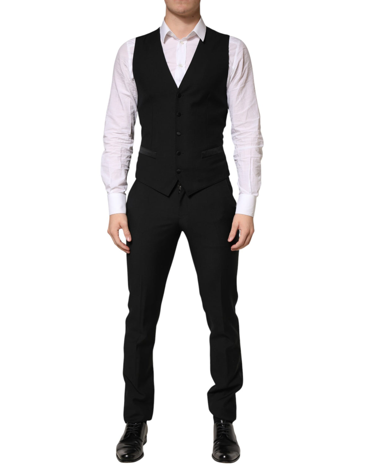 Dolce & Gabbana Black Wool Single Breasted 3 Piece Men Suit