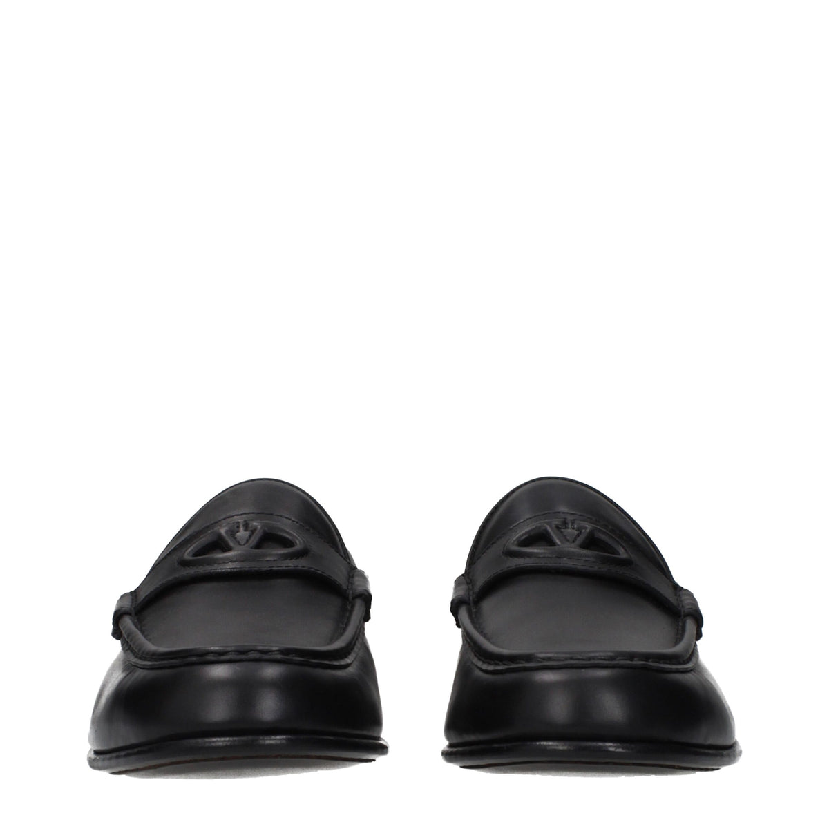 Valentino Garavani Black Leather Slip-On Loafers