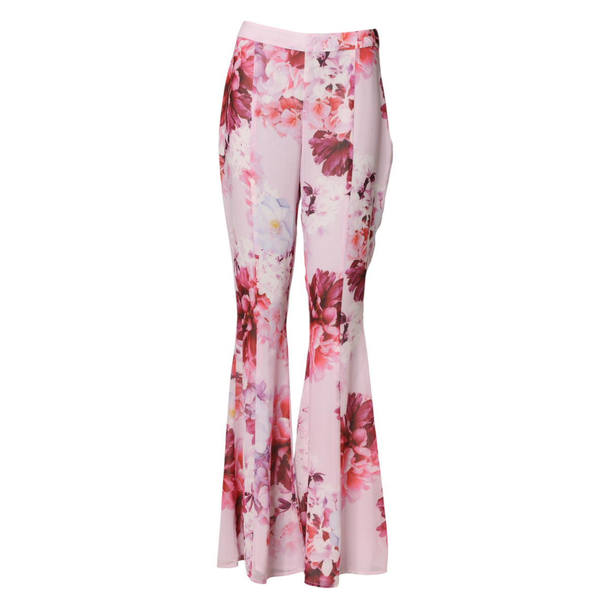 Guess By Marciano Pink Floral Flared High Waist Trouser Pants