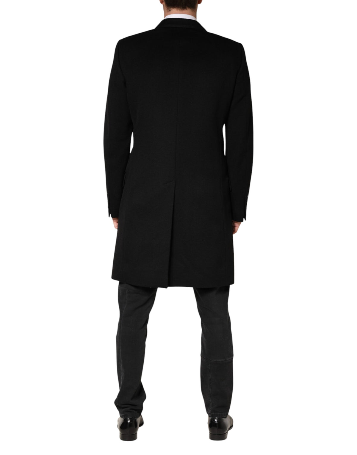 Dolce & Gabbana Black Wool Double Breasted TrenchCoat Jacket