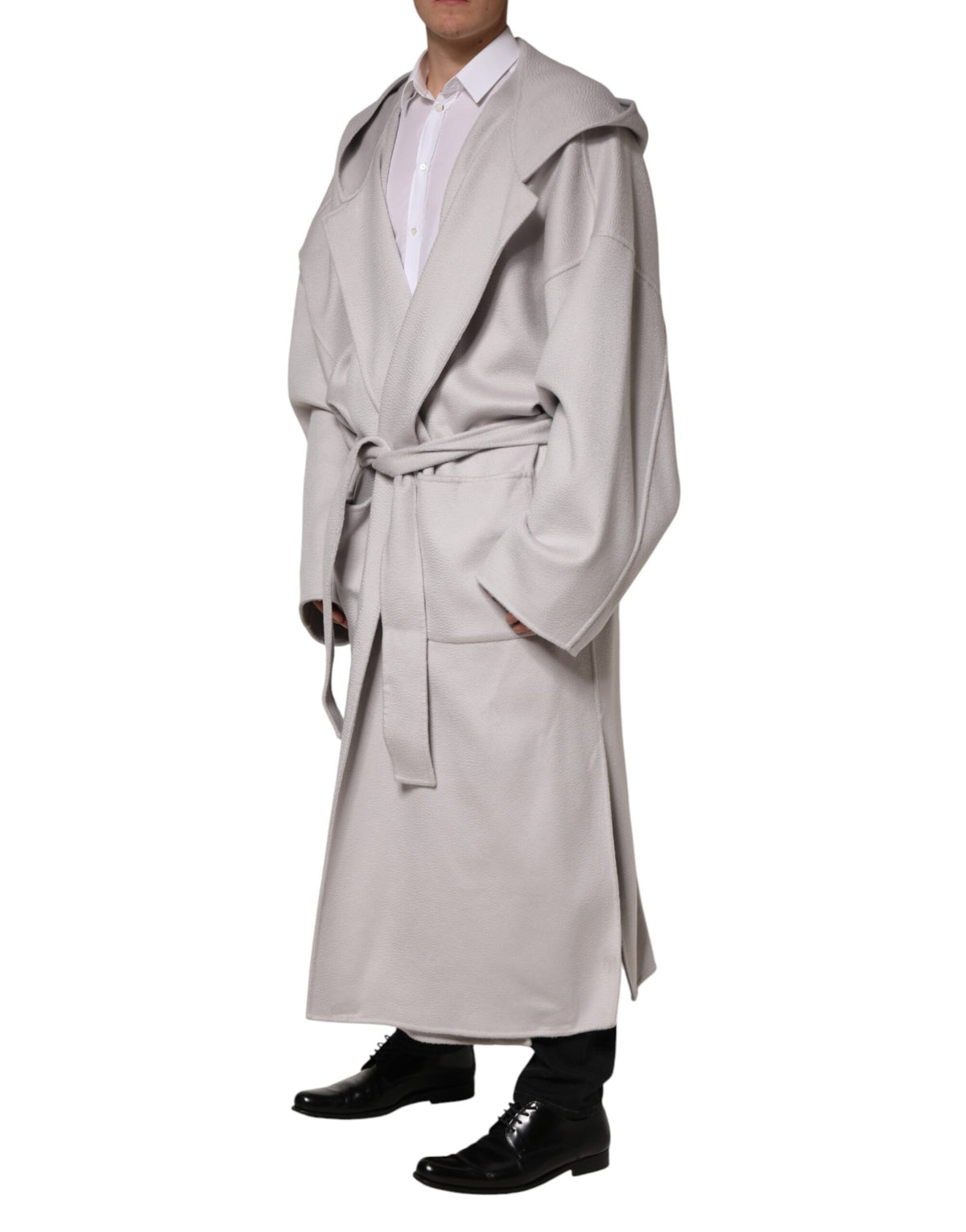 Dolce & Gabbana Off White Belted Long Trench Coat Men Jacket