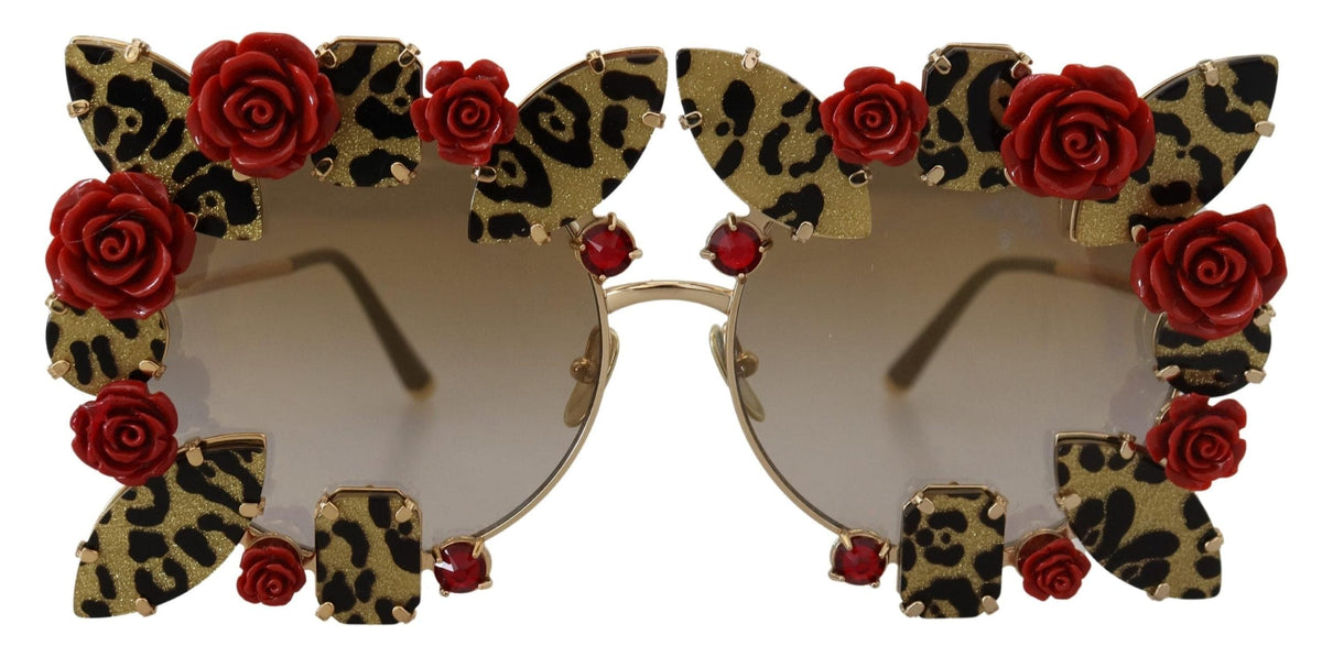 Lunettes de soleil rondes élégantes ornées de roses Dolce &amp; Gabbana