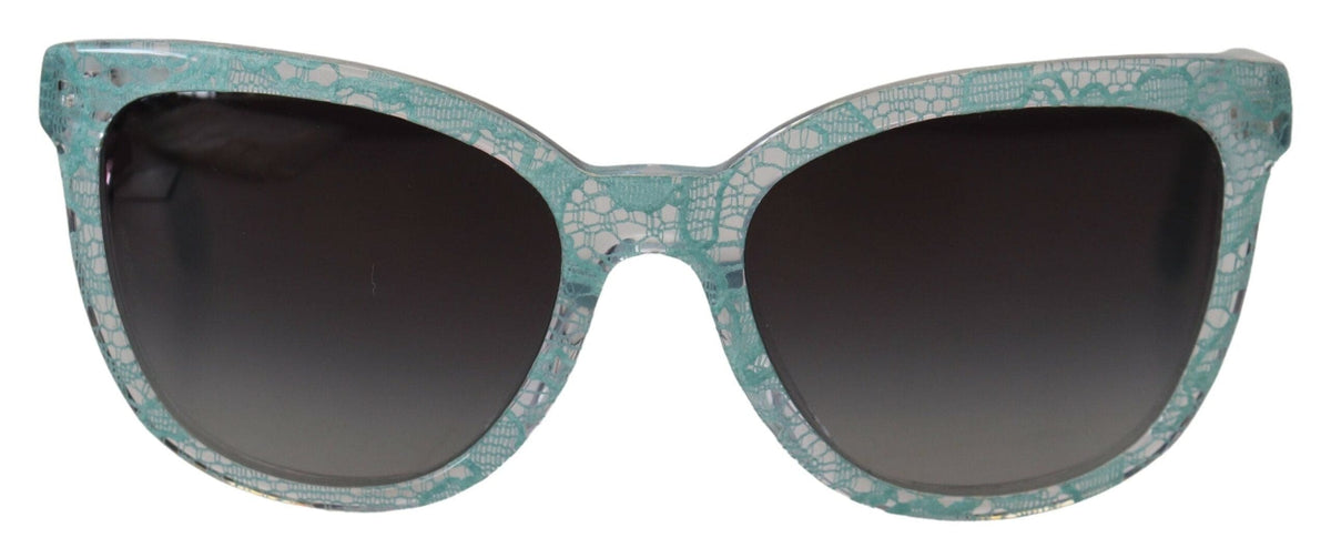 Gafas de sol elegantes con detalle de encaje azul de Dolce &amp; Gabbana