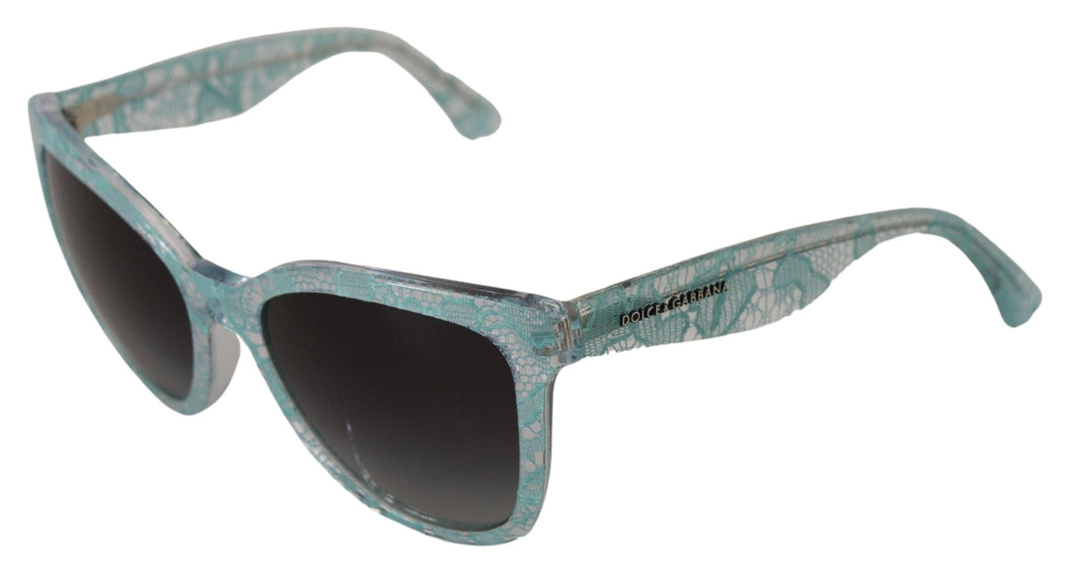 Gafas de sol elegantes con detalle de encaje azul de Dolce &amp; Gabbana